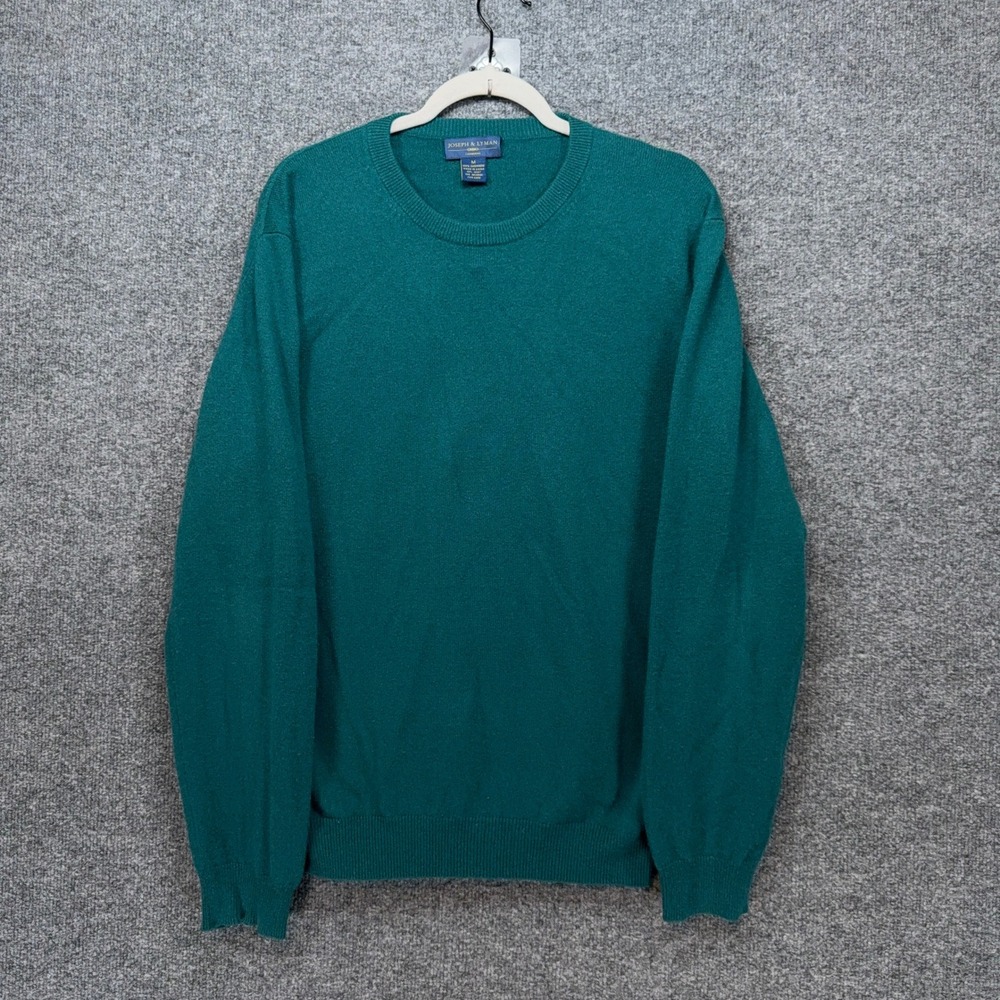 Joseph & Lyman Sweater Mens Medium Green 100% Cashmere Crewneck Pullover Knit